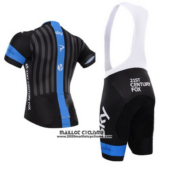 2015 Maillot Ciclismo Sky Azur et Noir Manches Courtes et Cuissard